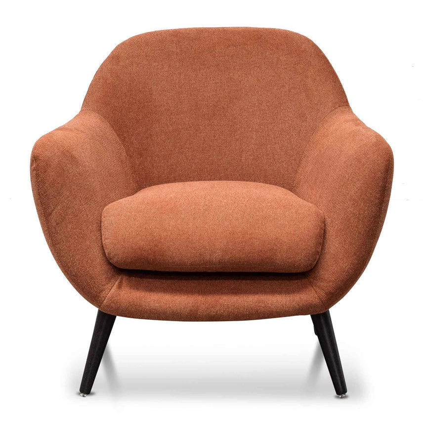 Fabric Armchair - Burnt Orange With Black Legs - Image 2