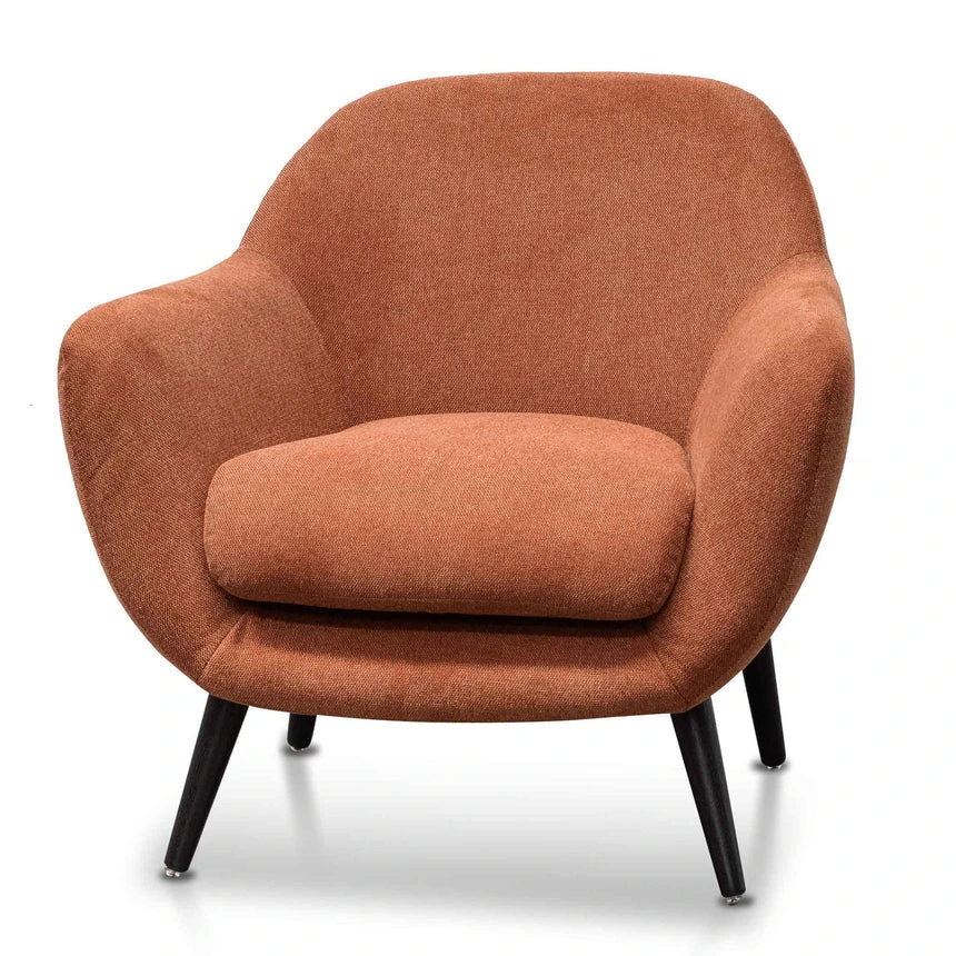 Fabric Armchair - Burnt Orange With Black Legs