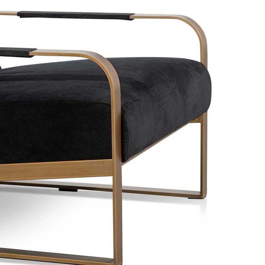 Black Velvet Armchair - Antique Golden Frame - Image 12