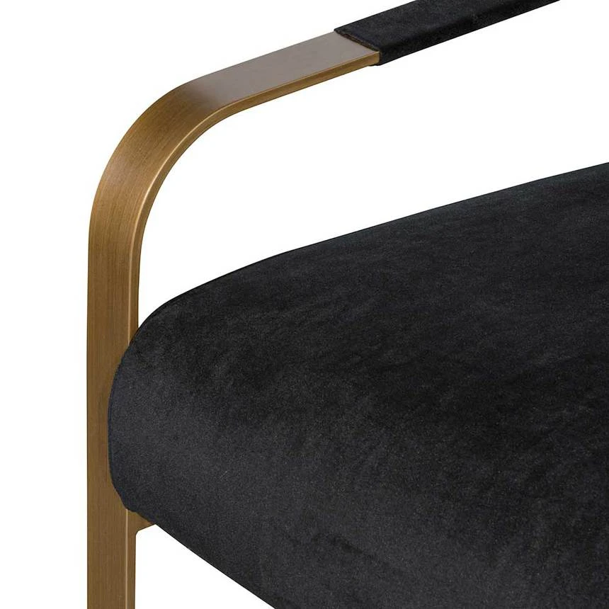 Black Velvet Armchair - Antique Golden Frame - Image 9