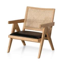 Rattan Armchair - Distress Natural And Black Seat