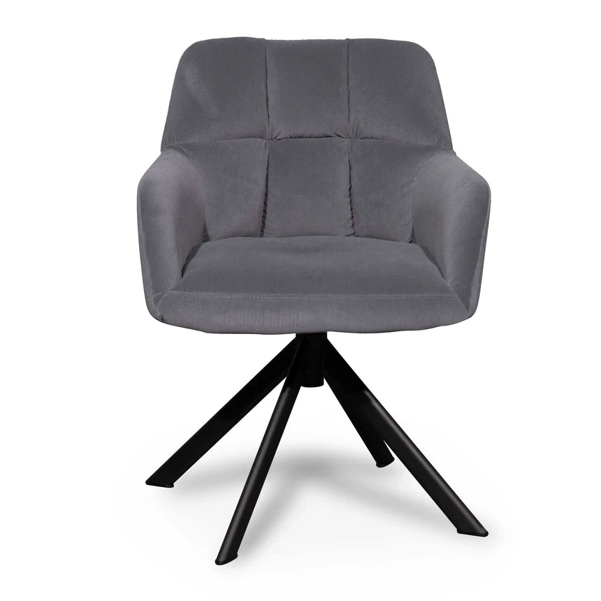Visitor Chair - Dark Grey Velvet With Black Legs 3 Visitor Chair - Dark Grey Velvet With Black Legs - Image 3