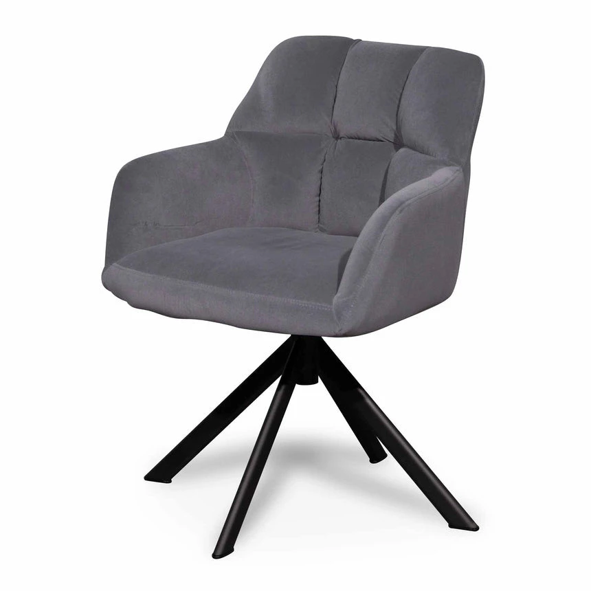 Visitor Chair - Dark Grey Velvet With Black Legs 1 Visitor Chair - Dark Grey Velvet With Black Legs