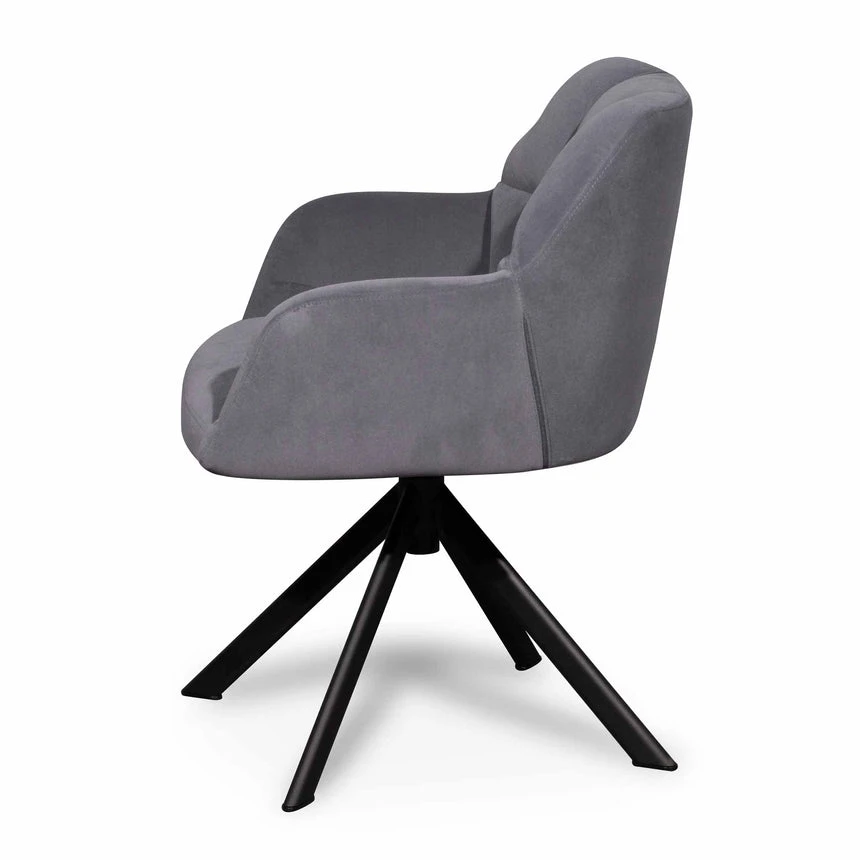 Visitor Chair - Dark Grey Velvet With Black Legs 2 Visitor Chair - Dark Grey Velvet With Black Legs - Image 2