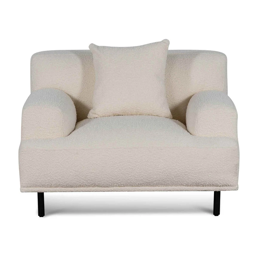 Armchair - Ivory White Boucle With Black Legs - Image 2