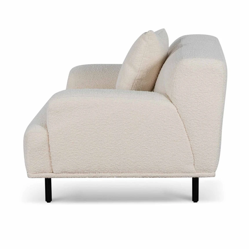 Armchair - Ivory White Boucle With Black Legs - Image 3