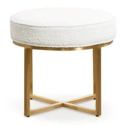 Ivory White Boucle Ottoman - Brushed Gold Base -Calibre Furniture Sales Store LC6769 BS Ivory White Boucle Ottoman Brushed Gold Base 1 860x cf9b6600 544b 4a90 a95f 76e984e46a11