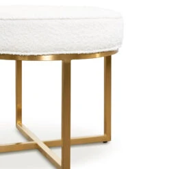 Ivory White Boucle Ottoman - Brushed Gold Base -Calibre Furniture Sales Store LC6769 BS Ivory White Boucle Ottoman Brushed Gold Base 6 860x c22821b7 3bd1 4695 aff0 fc79f18a7406