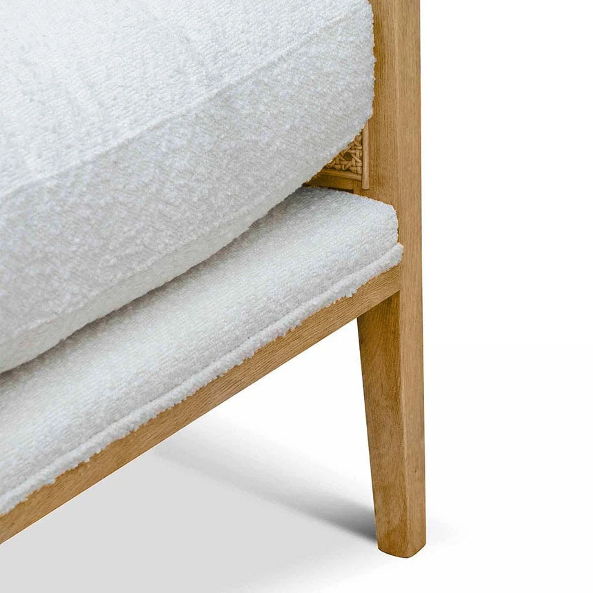 Rattan Arm Chair - Ivory White Boucle - Image 11