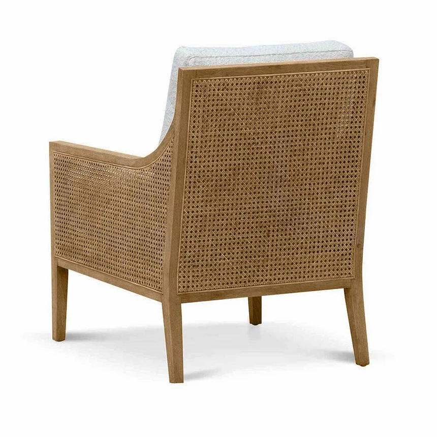 Rattan Arm Chair - Ivory White Boucle - Image 5