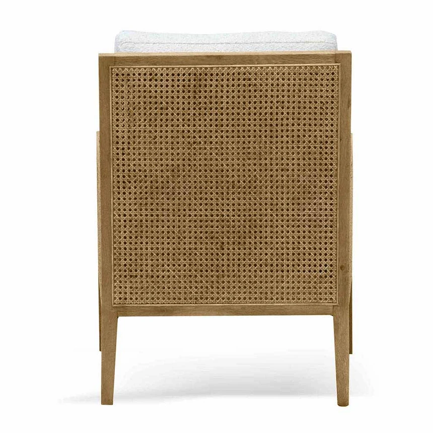 Rattan Arm Chair - Ivory White Boucle - Image 6