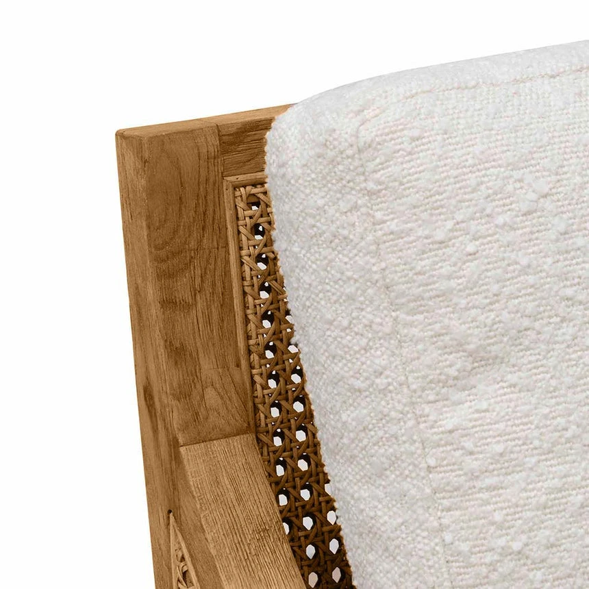 Rattan Arm Chair - Ivory White Boucle - Image 7