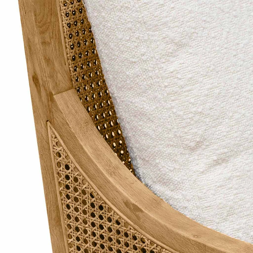 Rattan Arm Chair - Ivory White Boucle - Image 8