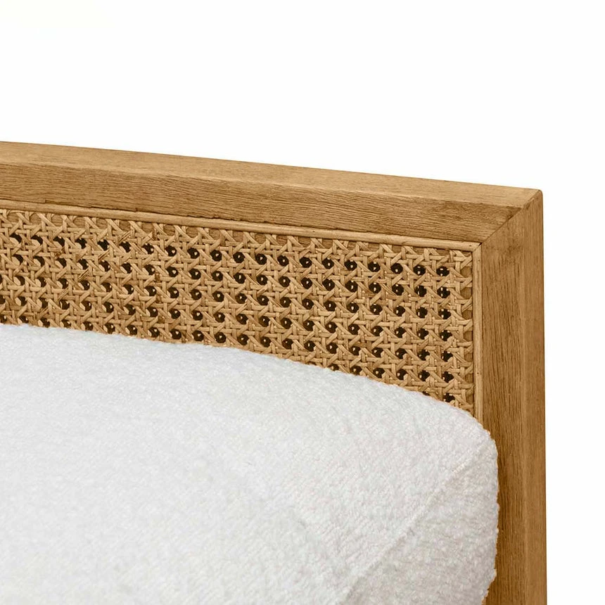 Rattan Arm Chair - Ivory White Boucle - Image 9