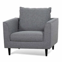 Fabric Armchair - Graphite Grey With Black Leg