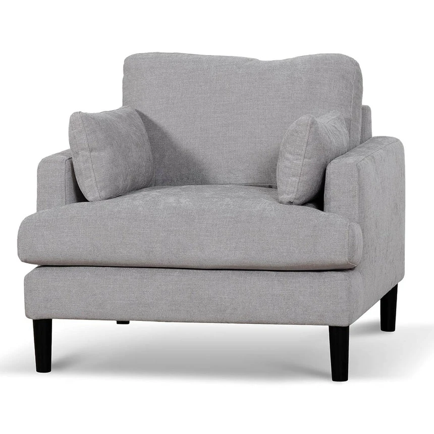 Fabric Armchair - Oyster Beige And Black Leg