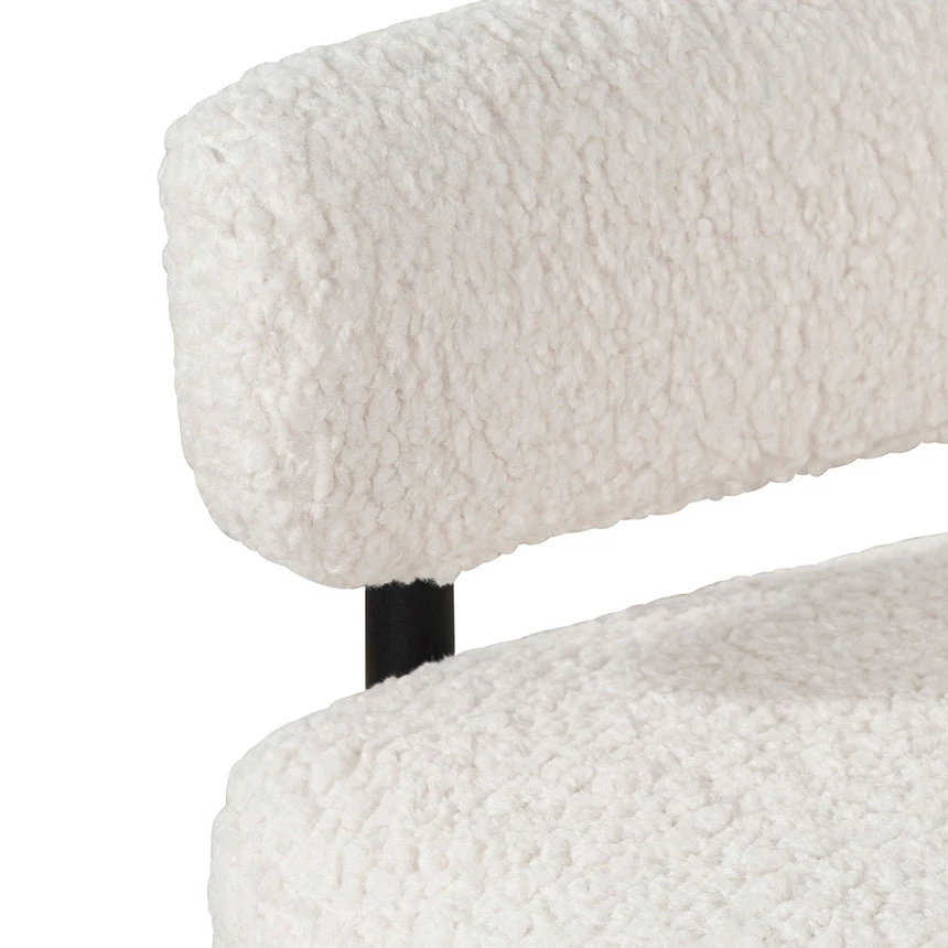 Ivory White Boucle Armchair - Black Legs - Image 9