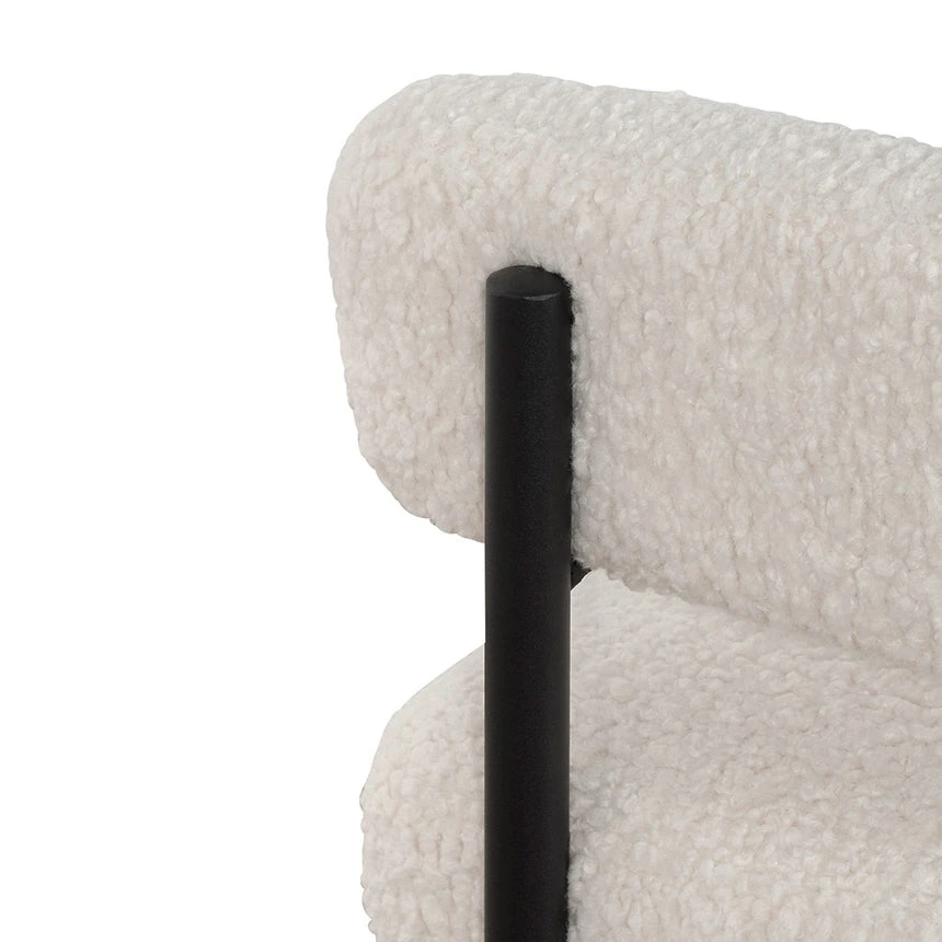 Ivory White Boucle Armchair - Black Legs - Image 13