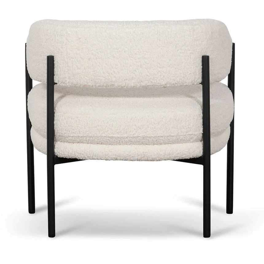 Ivory White Boucle Armchair - Black Legs - Image 5