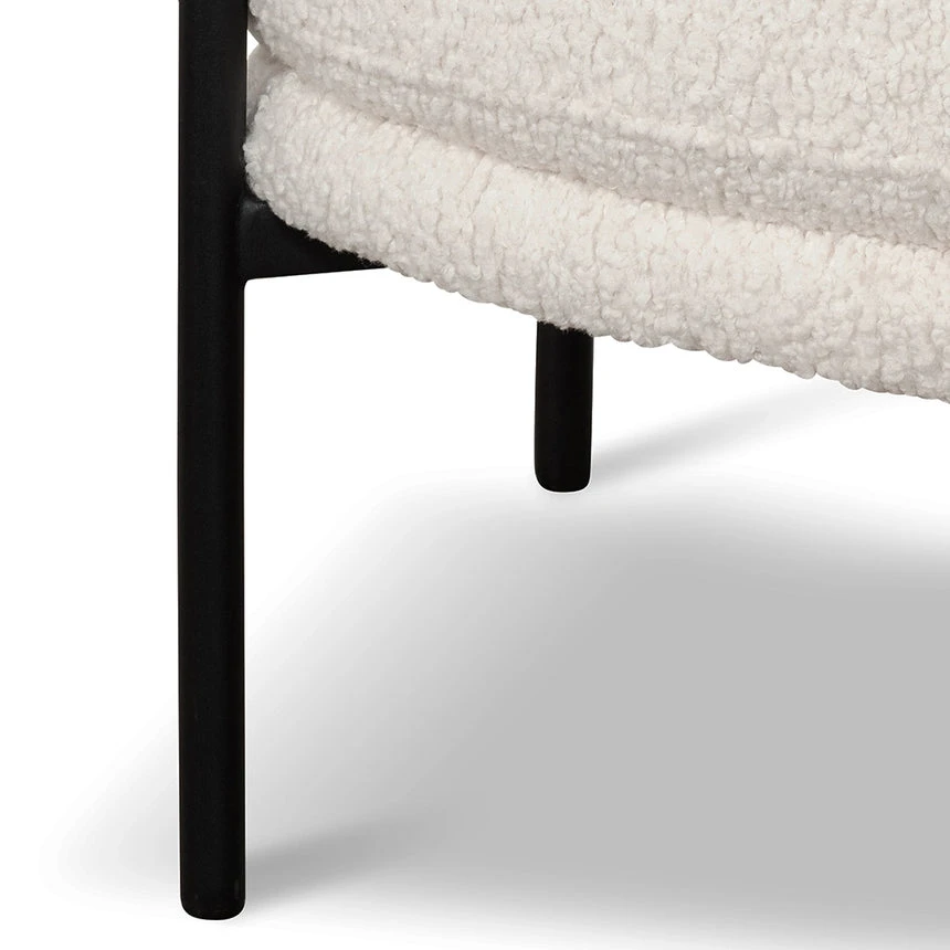 Ivory White Boucle Armchair - Black Legs - Image 15