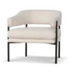 Ivory White Boucle Armchair - Black Legs