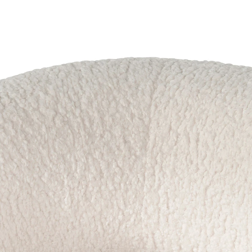 Ivory White Boucle Armchair - Black Legs - Image 7