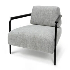 Fabric Armchair - Light Spec Grey With Black Legs