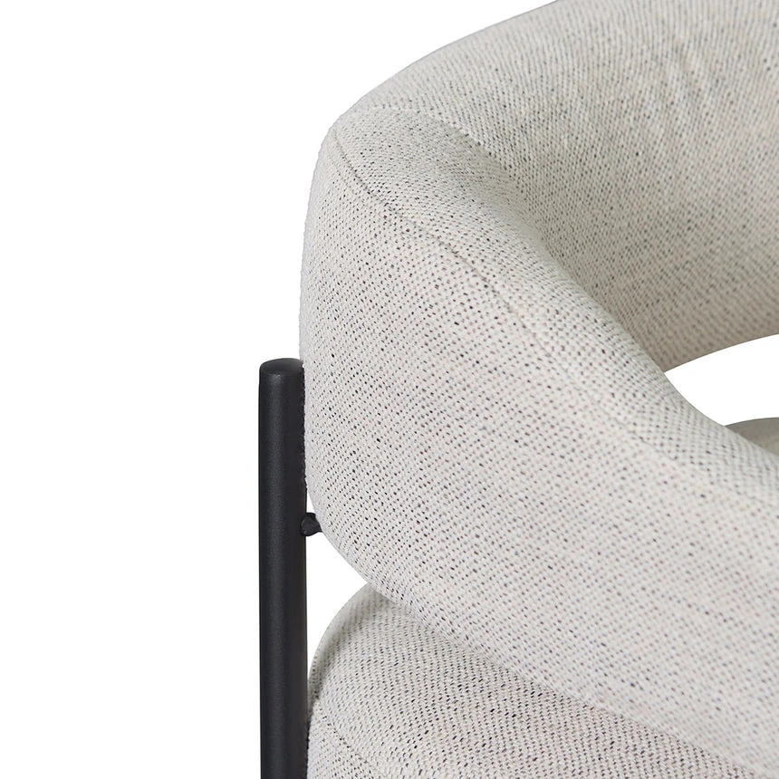 Rustic Beige Fabric Armchair - Black Legs - Image 7