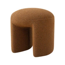 Round Ottoman - Brown Boucle