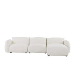 3 Seater Right Chaise Sofa - Cream