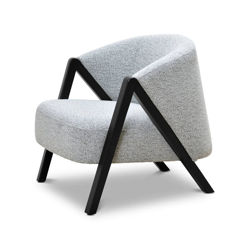 Fabric Armchair - Light Grey Fleck - Black Oak - Image 4