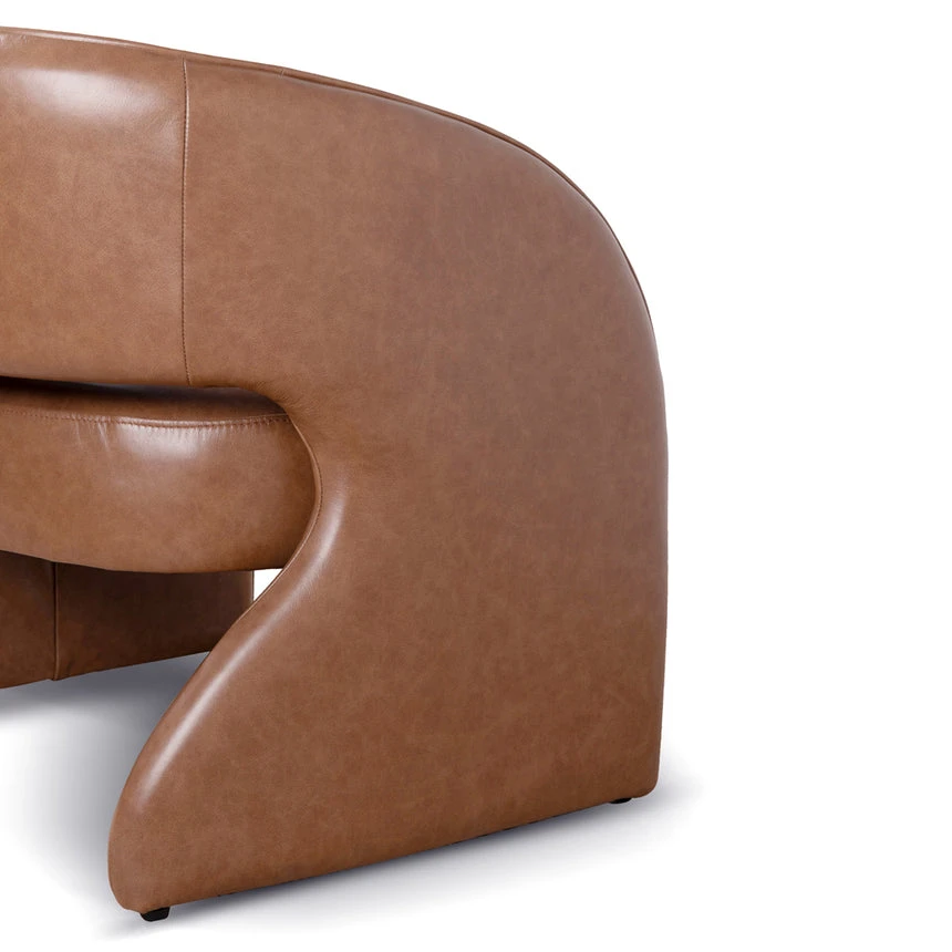 Armchair - Caramel Brown Leather - Image 6