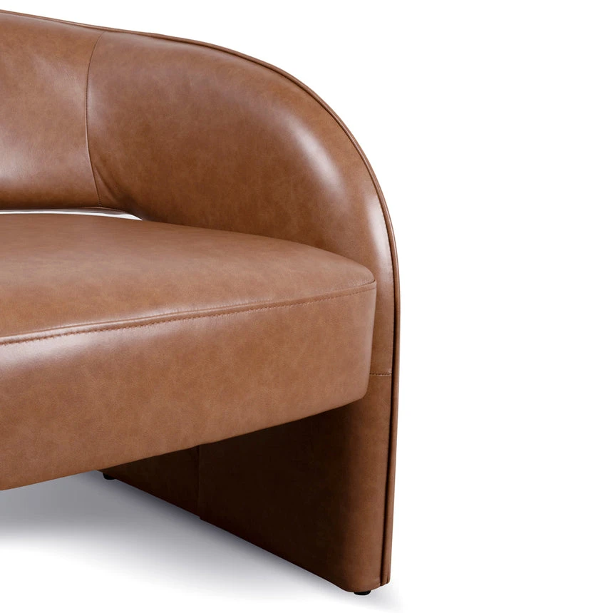 Armchair - Caramel Brown Leather - Image 7