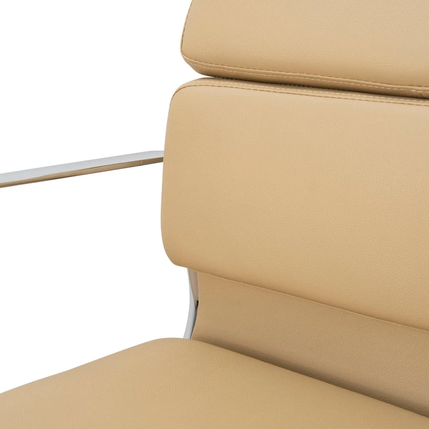 Low Back Office Chair - Light Brown Leather - Image 10