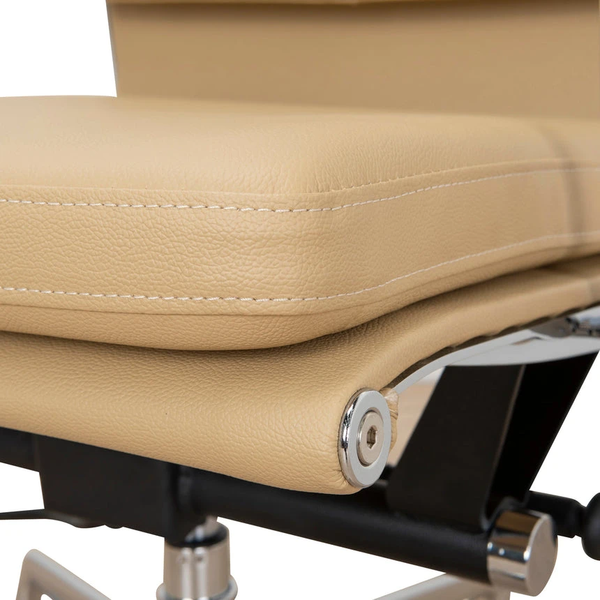 Low Back Office Chair - Light Brown Leather - Image 13