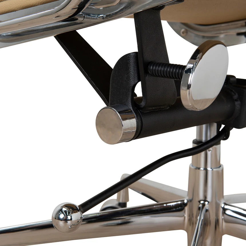 Low Back Office Chair - Light Brown Leather - Image 15