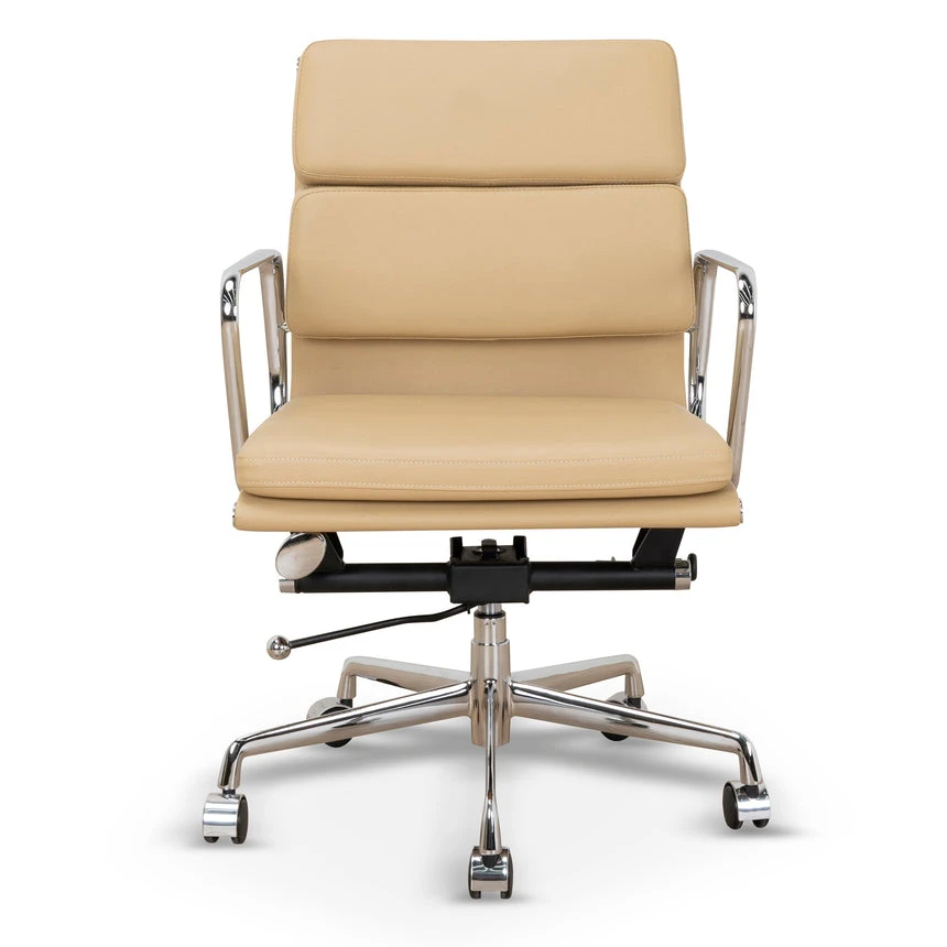 Low Back Office Chair - Light Brown Leather - Image 2