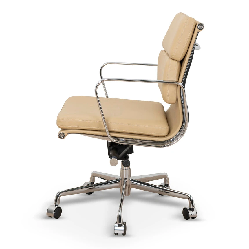 Low Back Office Chair - Light Brown Leather - Image 3