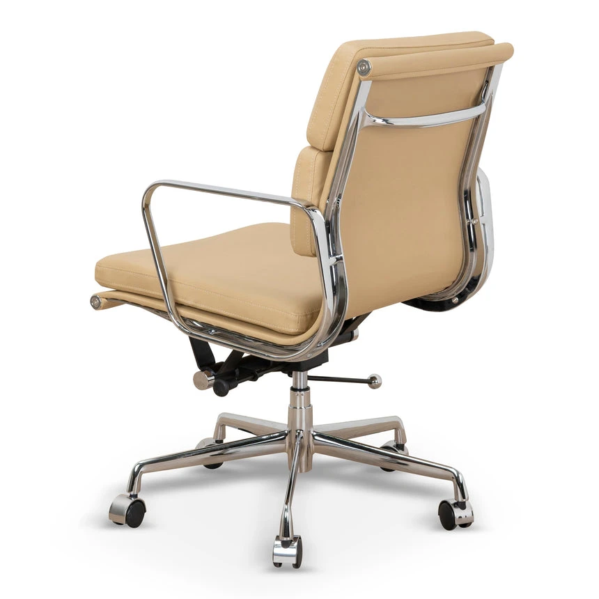 Low Back Office Chair - Light Brown Leather - Image 4