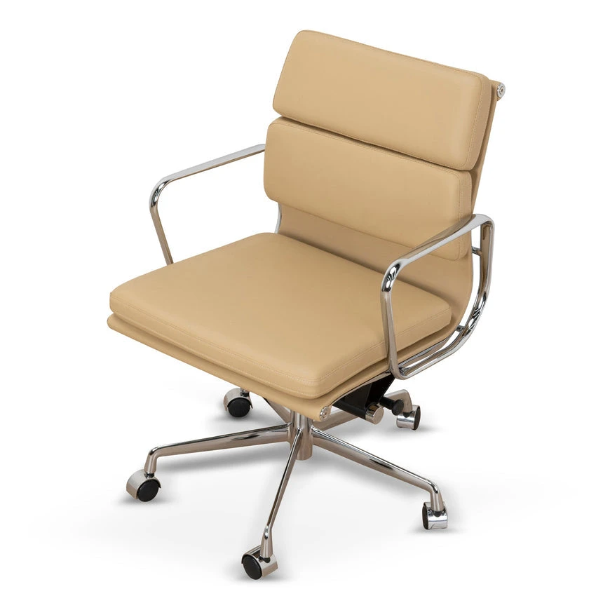 Low Back Office Chair - Light Brown Leather - Image 7