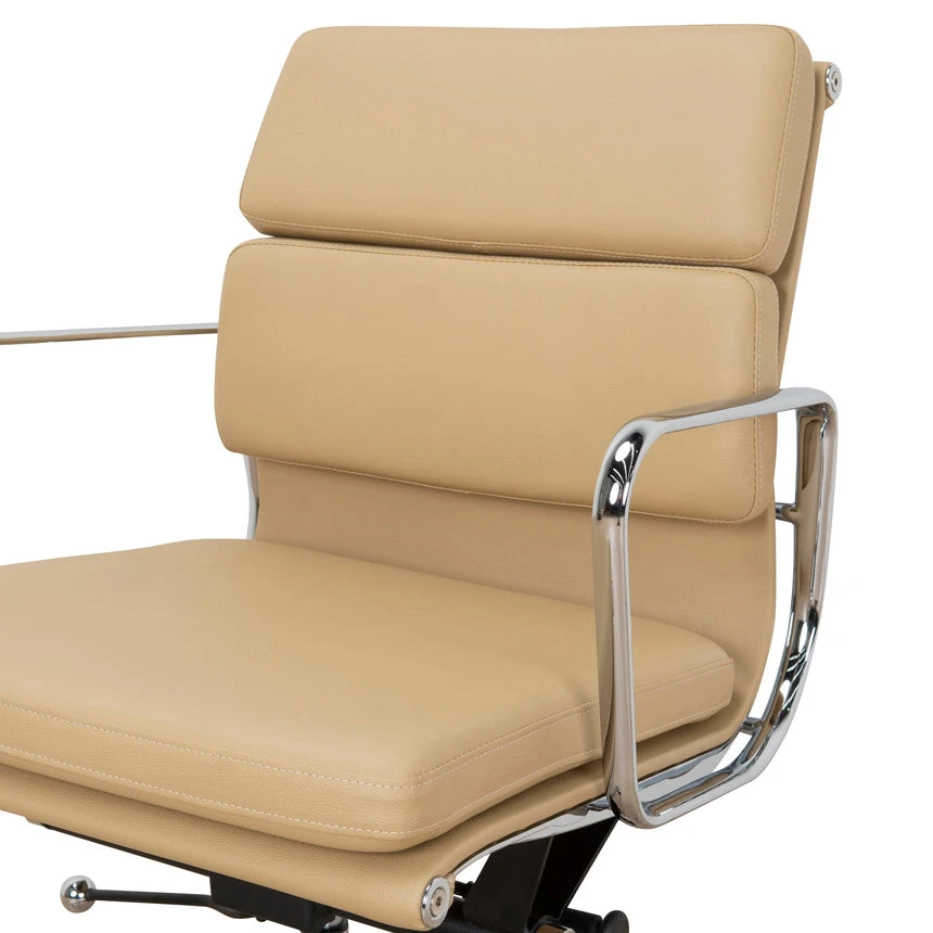 Low Back Office Chair - Light Brown Leather - Image 8
