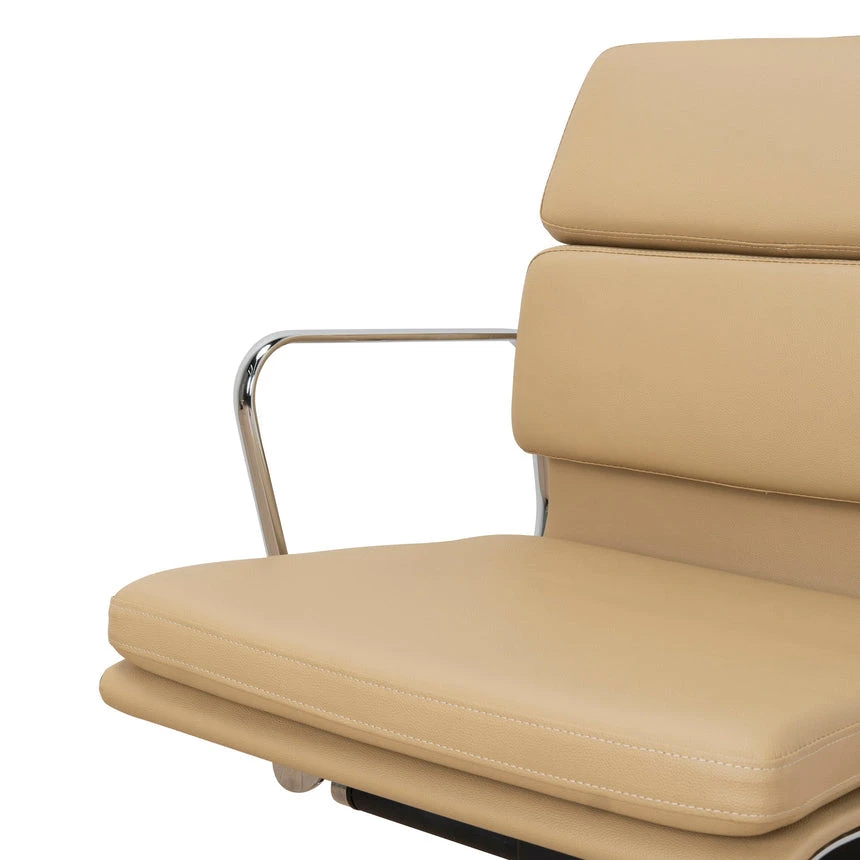 Low Back Office Chair - Light Brown Leather - Image 9