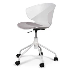 White Office Chair - Light Grey Seat