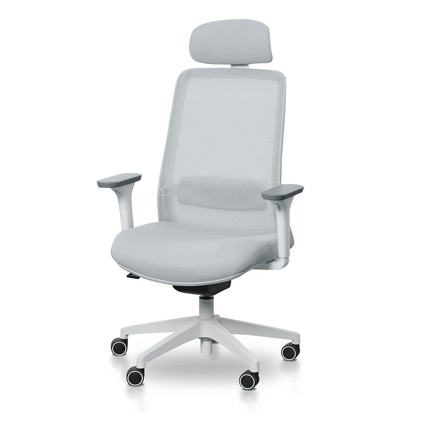 Mesh Office Chair - Cloud Grey With White Base