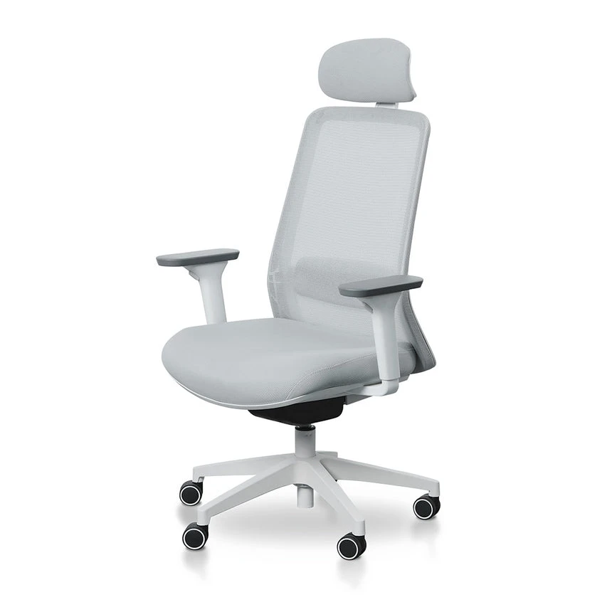 Mesh Office Chair - Cloud Grey With White Base - Image 3