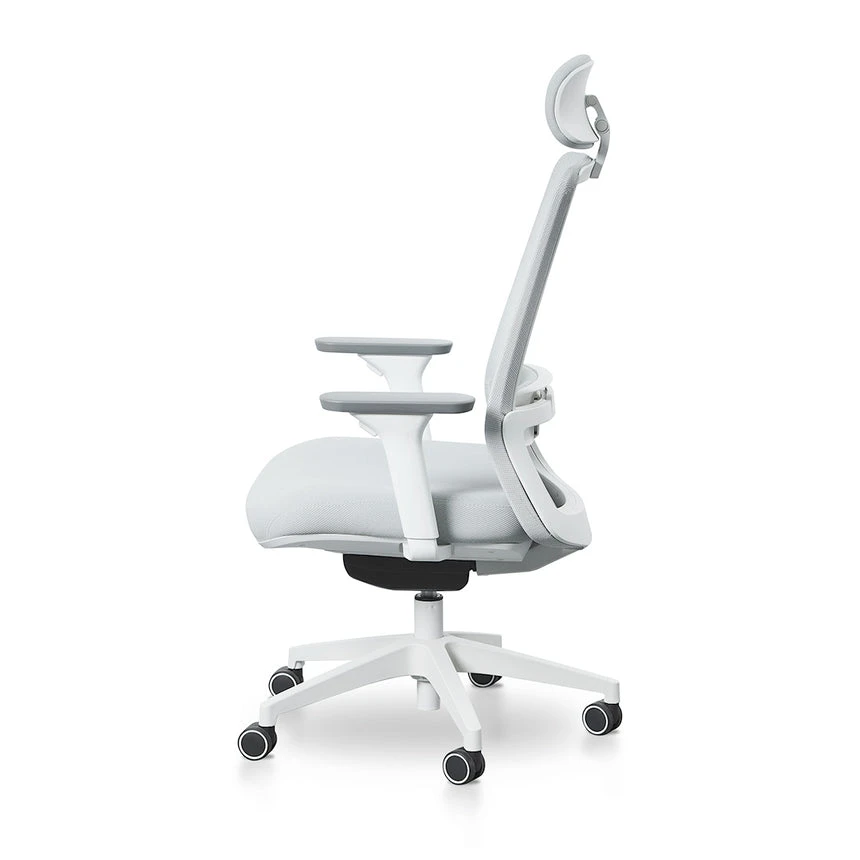 Mesh Office Chair - Cloud Grey With White Base - Image 7