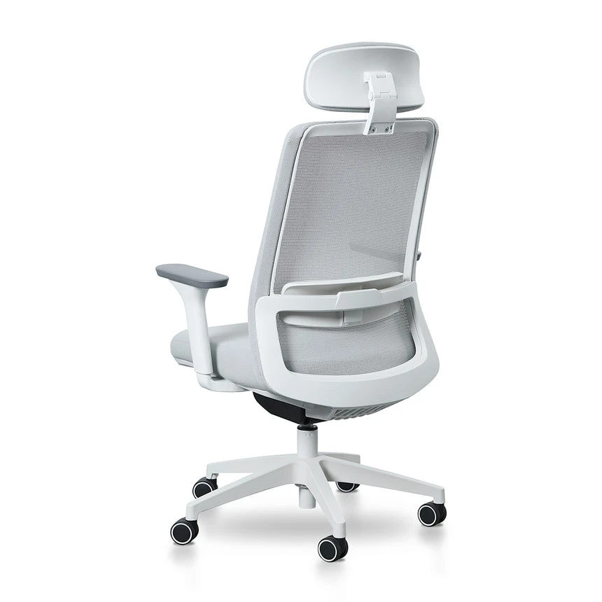 Mesh Office Chair - Cloud Grey With White Base - Image 10