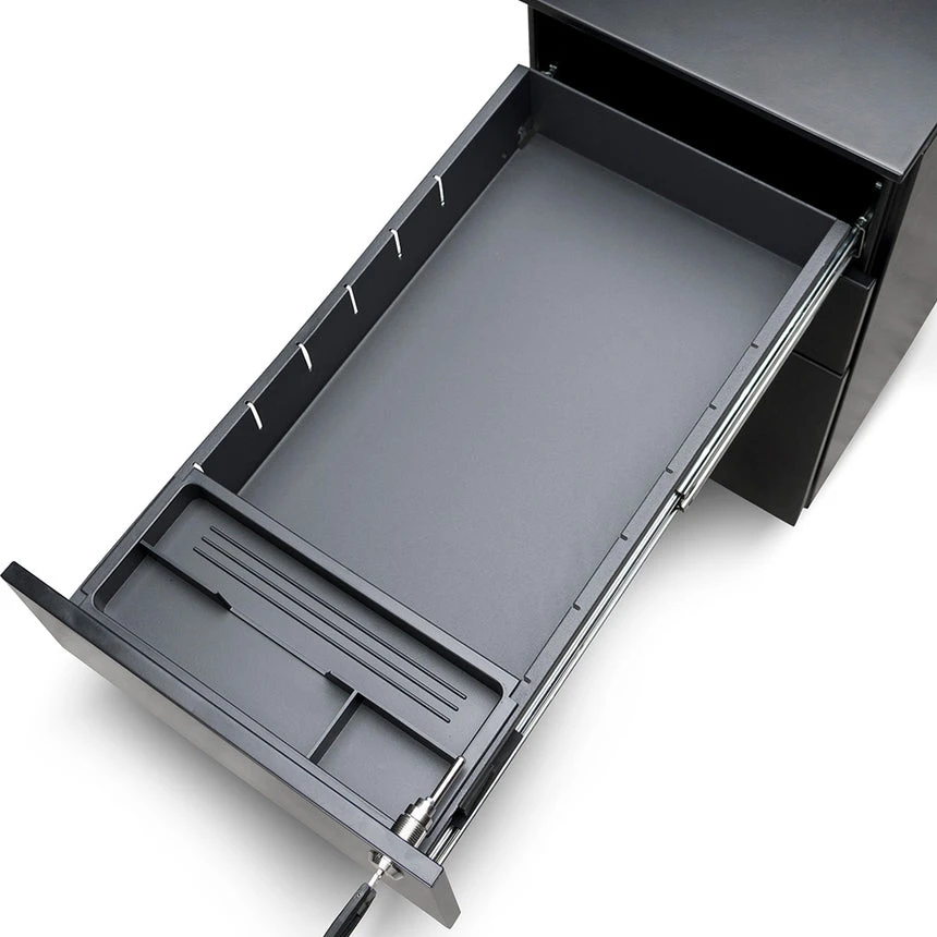 3 Drawers Slim Mobile Pedestal - Black - Image 4