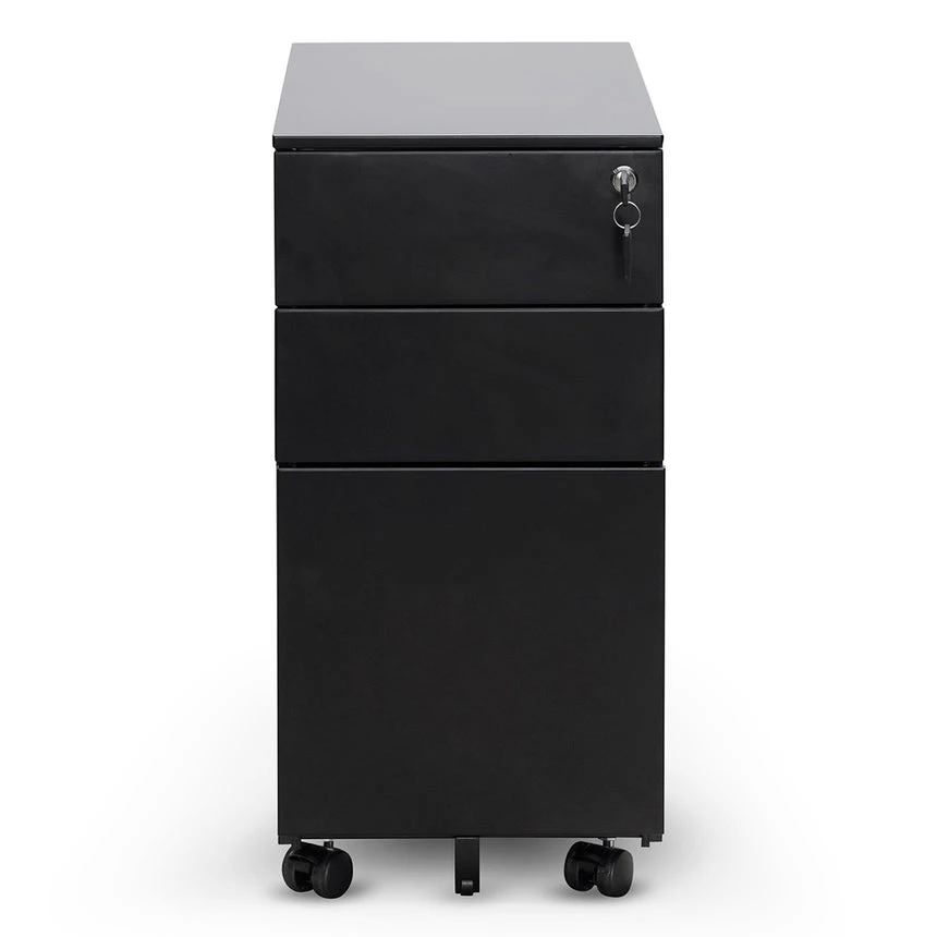 3 Drawers Slim Mobile Pedestal - Black - Image 2