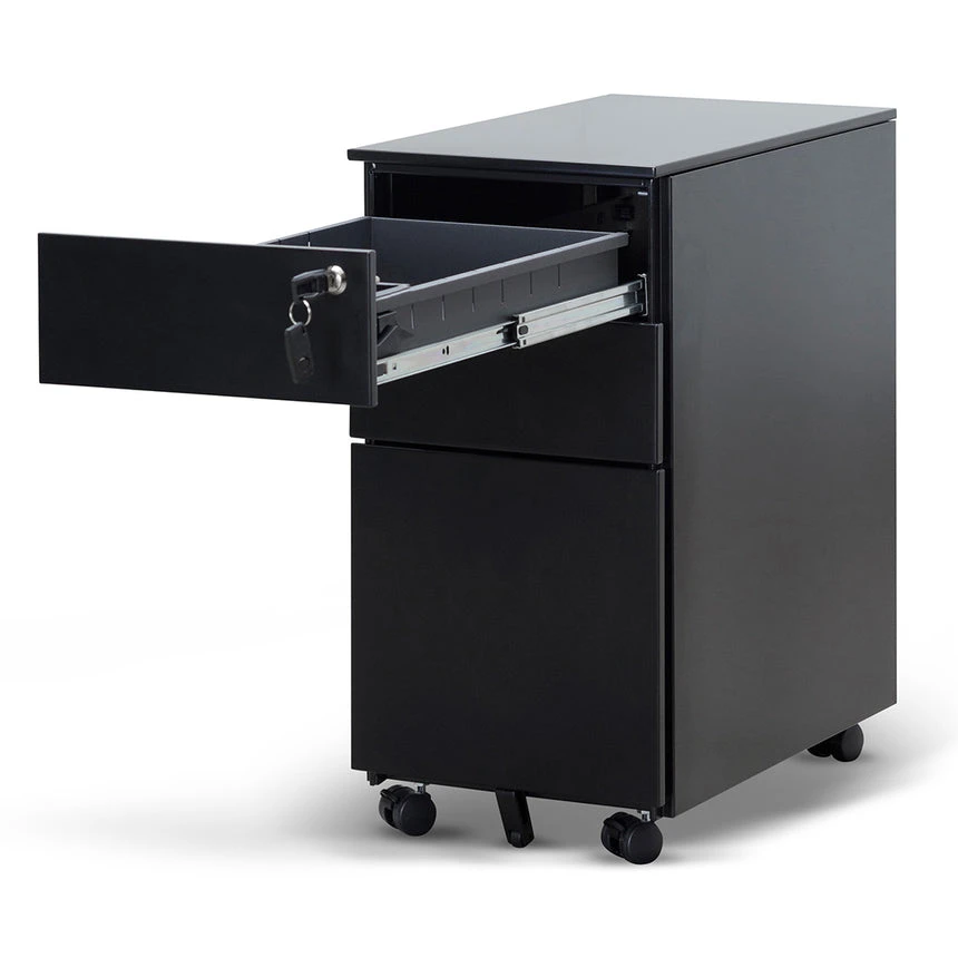 3 Drawers Slim Mobile Pedestal - Black - Image 3
